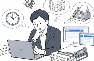 業務の悩みを抱える経営者のイラスト