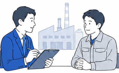 経営者へのヒアリングのイラスト