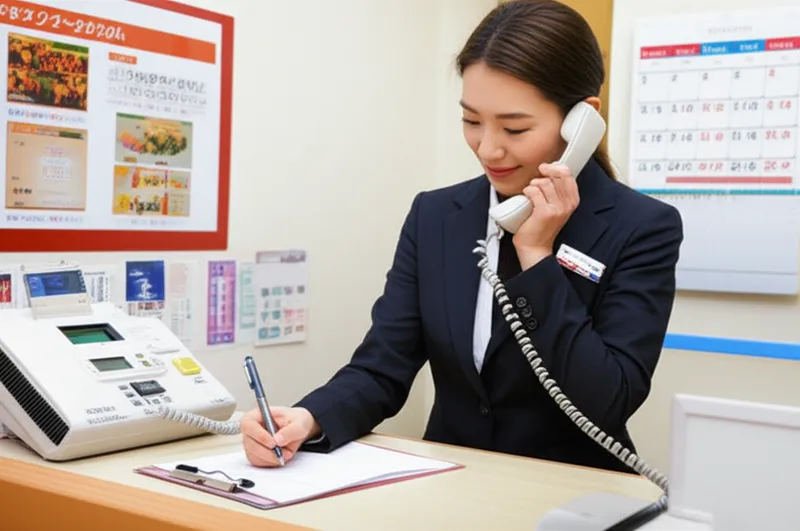 電話で予約を受け付けるスタッフ