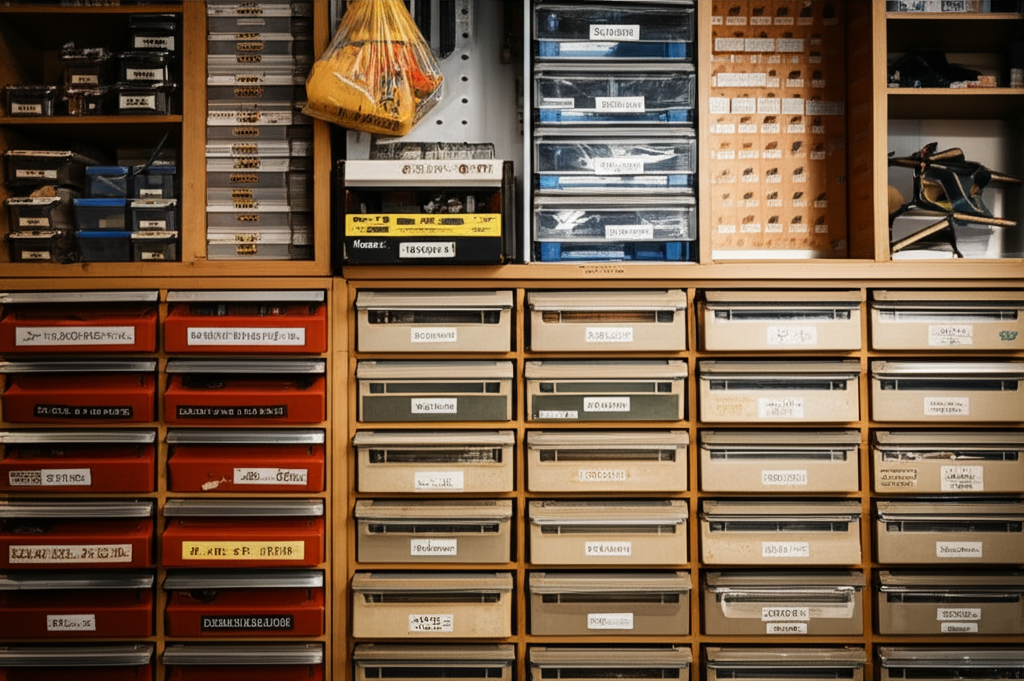 工具が並ぶ整備工場