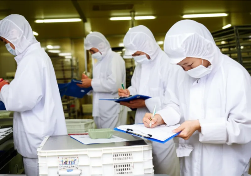 食材の在庫を目視で確認するスタッフ