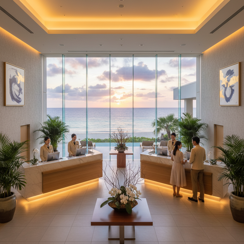 複数のOTAサイトで予約管理をするフロントスタッフ