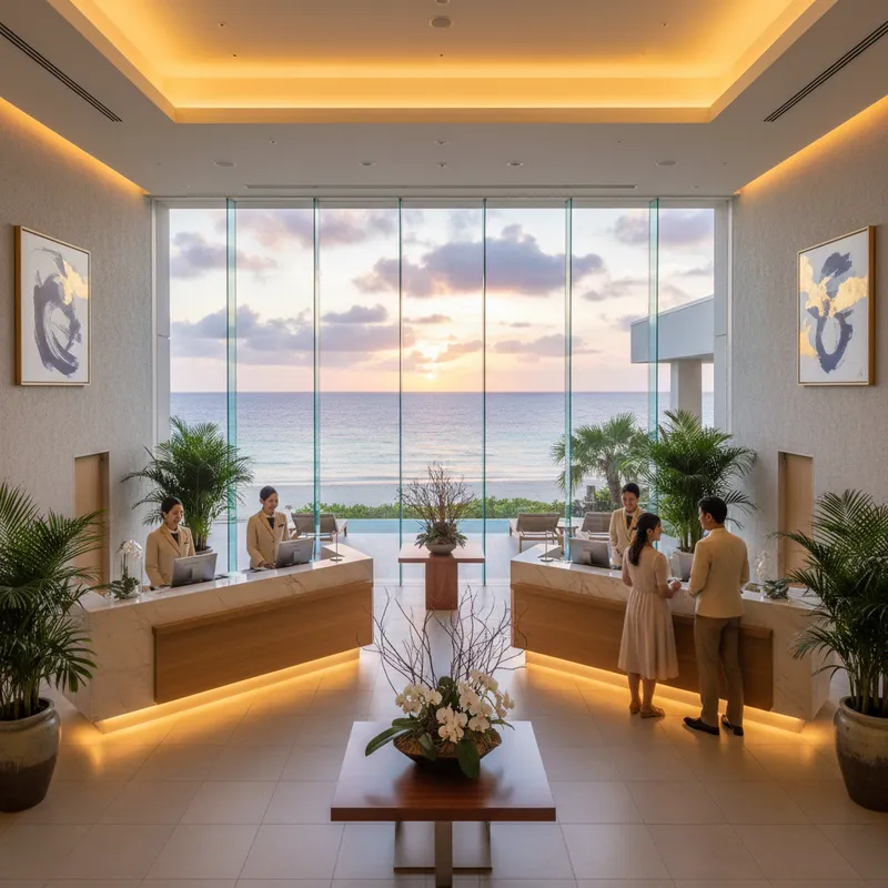 複数のOTAサイトで予約管理をするフロントスタッフ