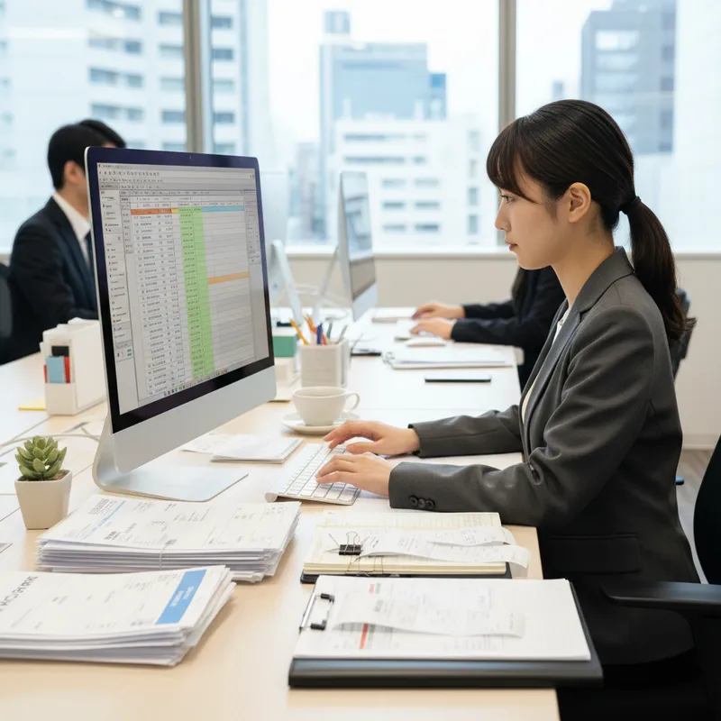 月次処理に追われるスタッフ