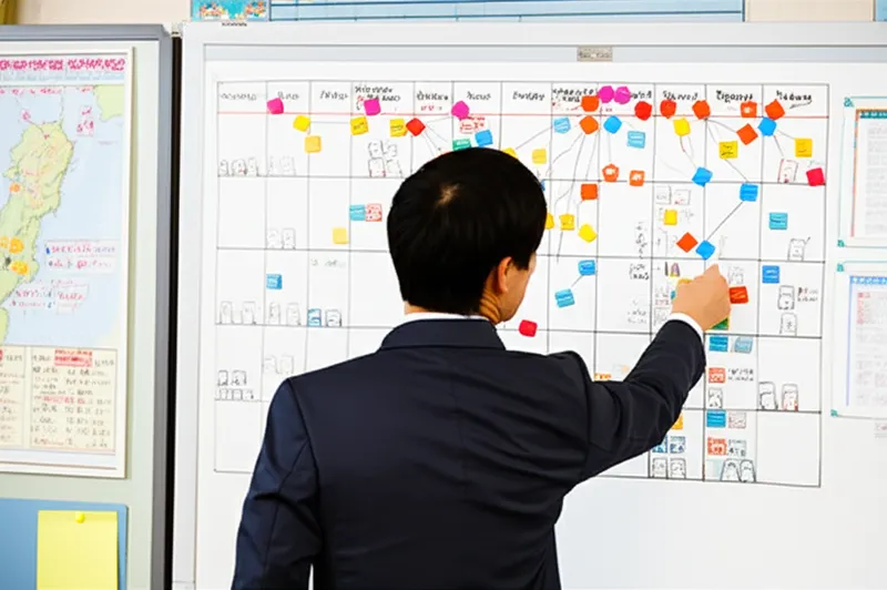 駐車場に並ぶトラック群