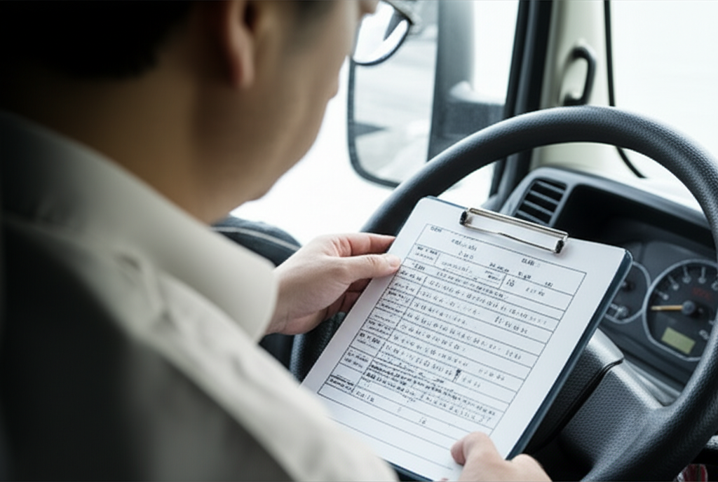 日本の街を走る配送トラック