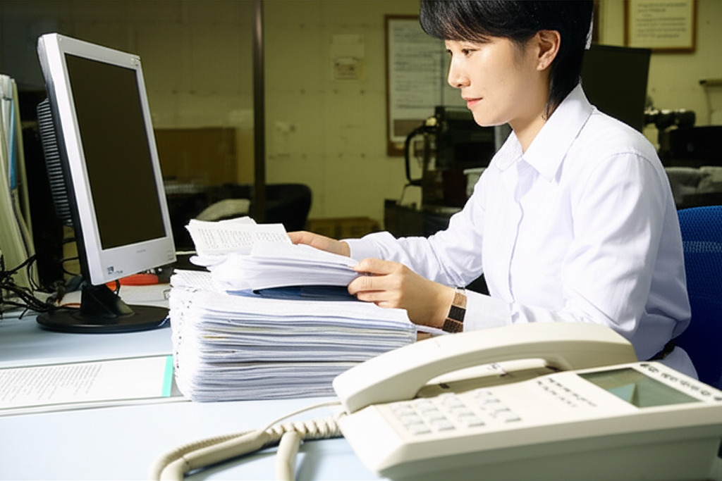 オフィスで受注処理をするスタッフ