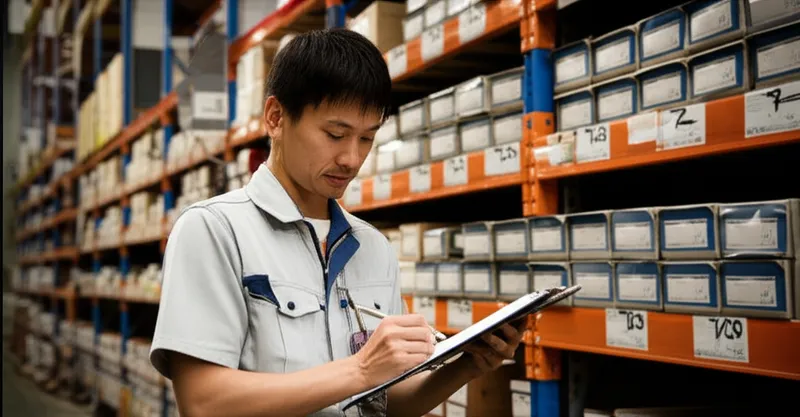 倉庫に積まれた在庫