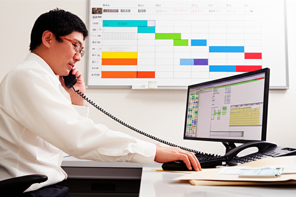 安全服を着た工場の作業員