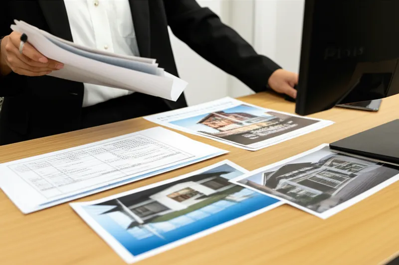 物件情報をパソコンに入力する不動産スタッフ