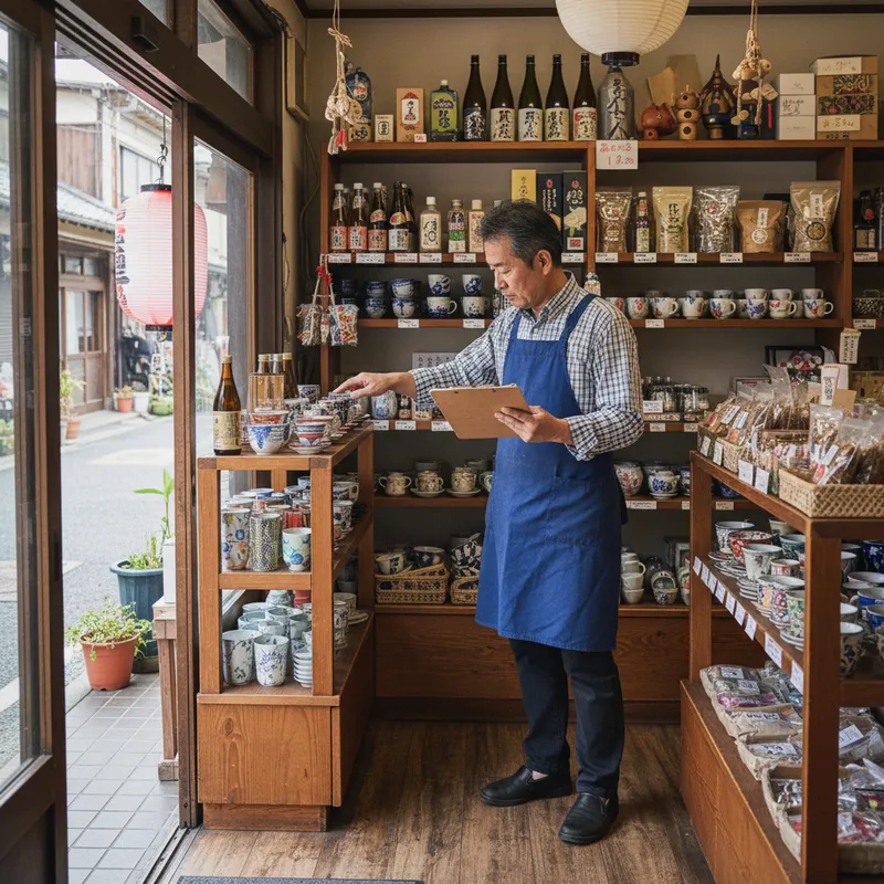 目視で在庫を確認するスタッフ