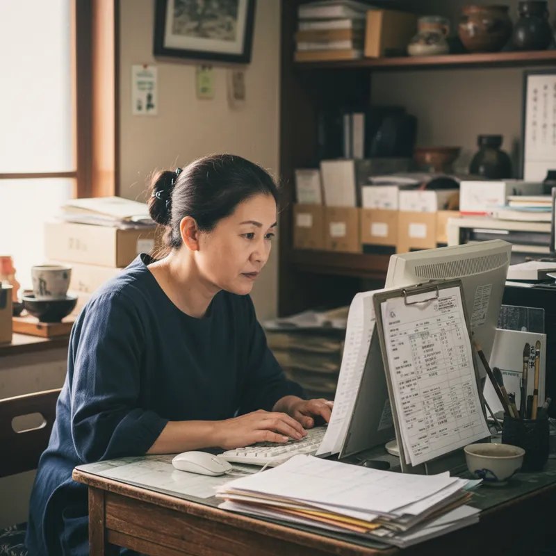 顧客情報を探すスタッフ