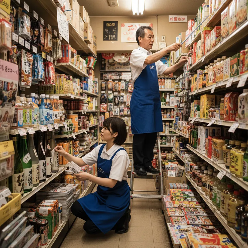 値札を差し替えるスタッフ