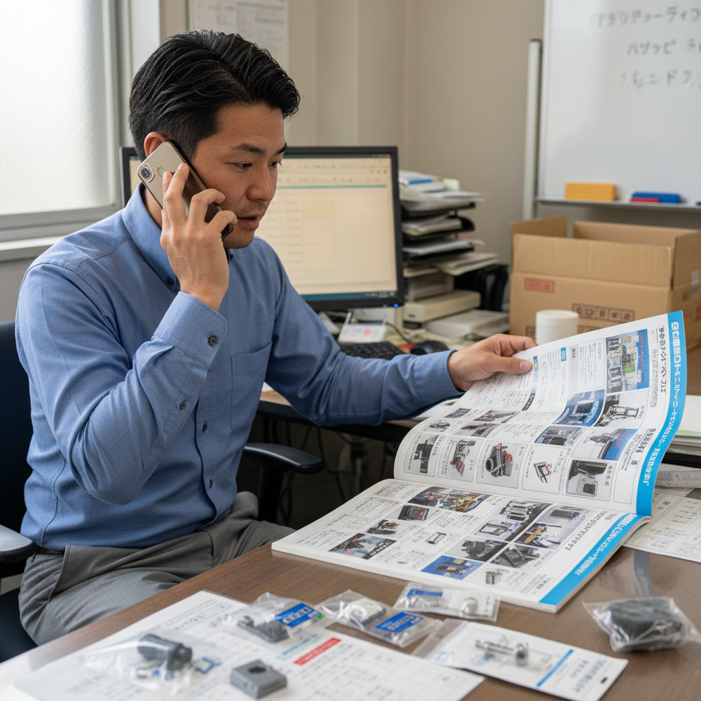 営業メモを確認するスタッフ