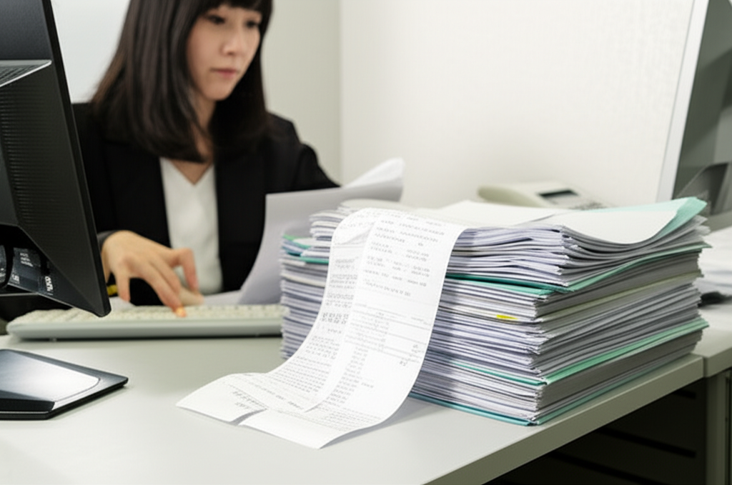 オフィスで請求処理をするスタッフ